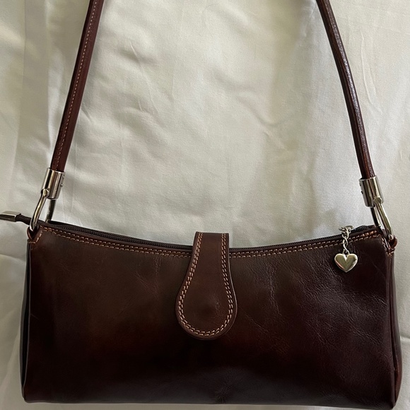 Brown Leather Looping Handle Bag Made in Italy - Picture 2 of 16